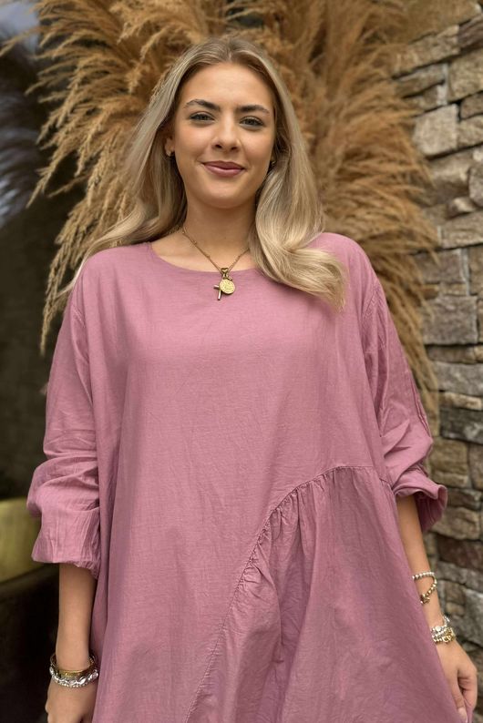 Made in Italy Purdy Pure Cotton Smock Dress Indian Pink